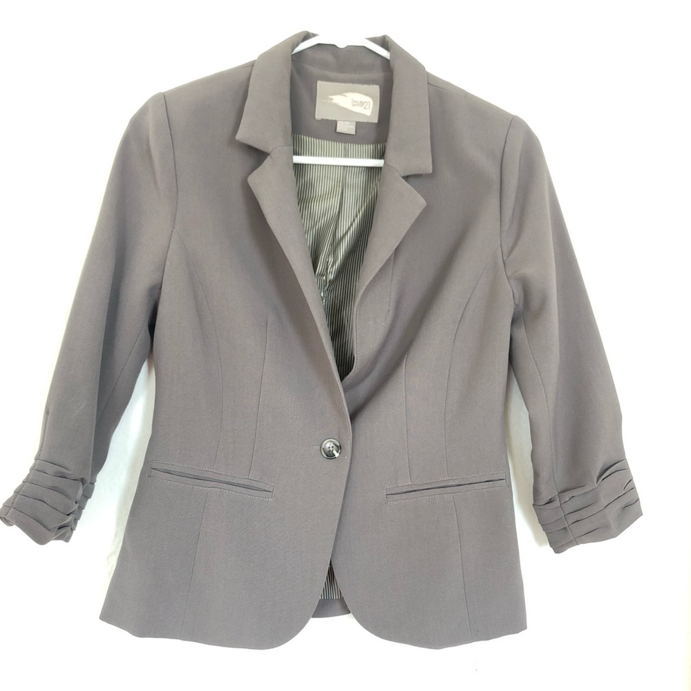 Forever 21 | Gray Ruched Sleeve Blazer